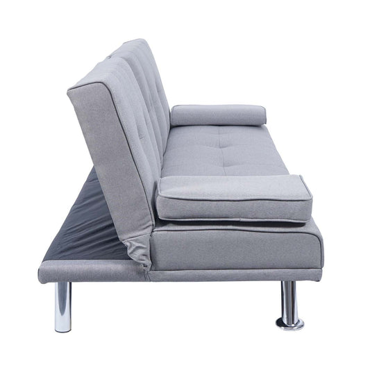 Cosmo Casa - 3-zitsbank - Bekerhouder - Textiel - Lichtgrijs - 97×166 cm