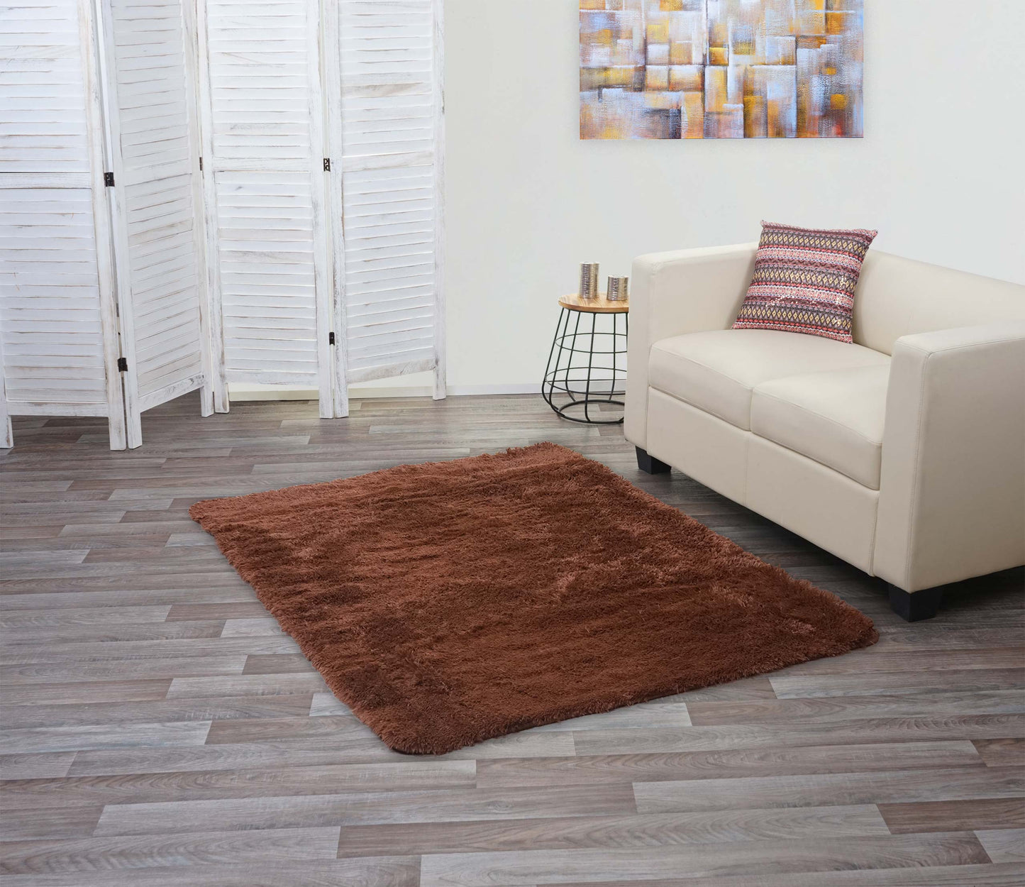 Cosmo Casa - Tapijt - Shaggy Runner - Textiel - Donkerbruin - 160×120 cm