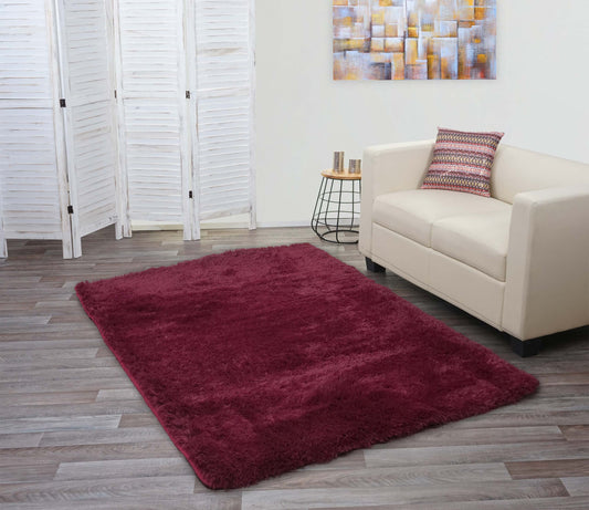 Cosmo Casa - Tapijt - Shaggy Runner - Textiel - Wijnrood - 200×140 cm