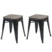 Cosmo Casa - Set van 2 Krukken - Stapelbaar - Metaal & Hout - Zwart