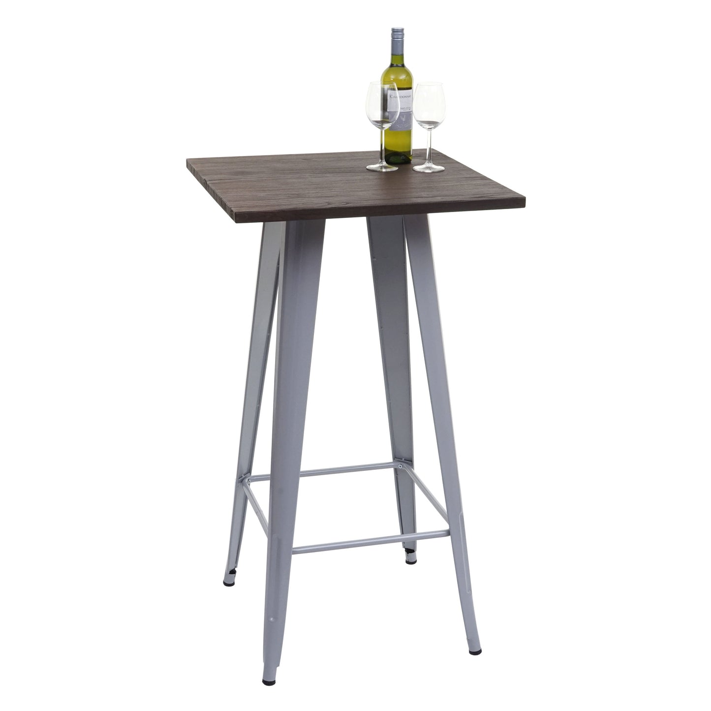 Cosmo Casa - Hoge tafel - Bistro - Metaal & Hout - Grijs - 107×60×60 cm