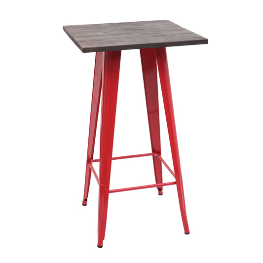Cosmo Casa - Hoge tafel - Bistro - Metaal & Hout - Rood - 107×60×60 cm