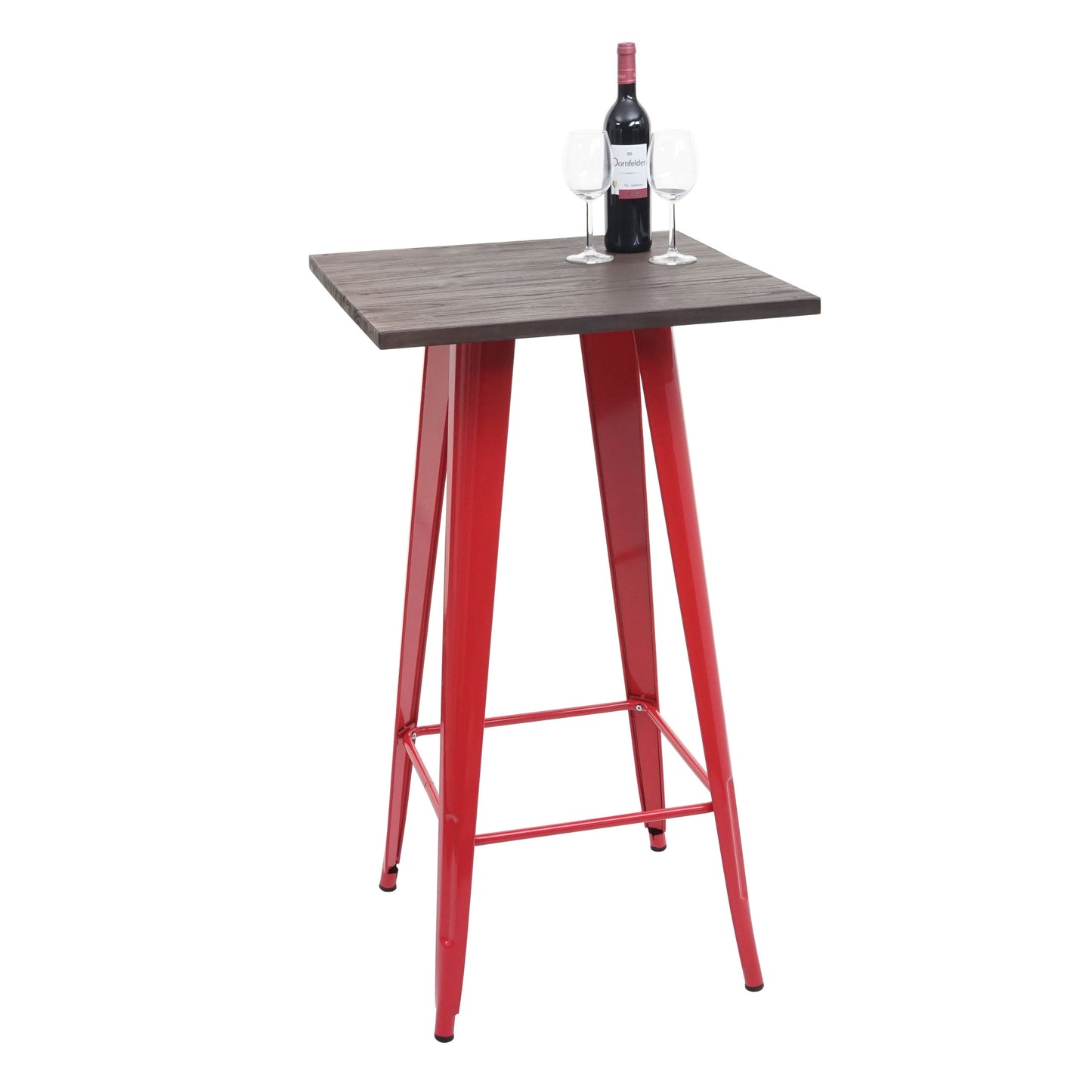 Cosmo Casa - Hoge tafel - Bistro - Metaal & Hout - Rood - 107×60×60 cm