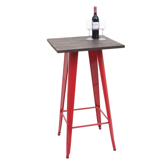 Cosmo Casa - Hoge tafel - Bistro - Metaal & Hout - Rood - 107×60×60 cm