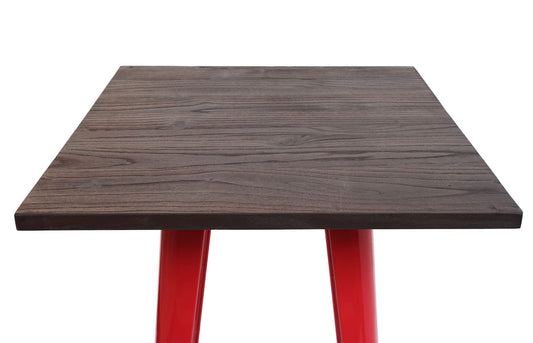 Cosmo Casa - Hoge tafel - Bistro - Metaal & Hout - Rood - 107×60×60 cm