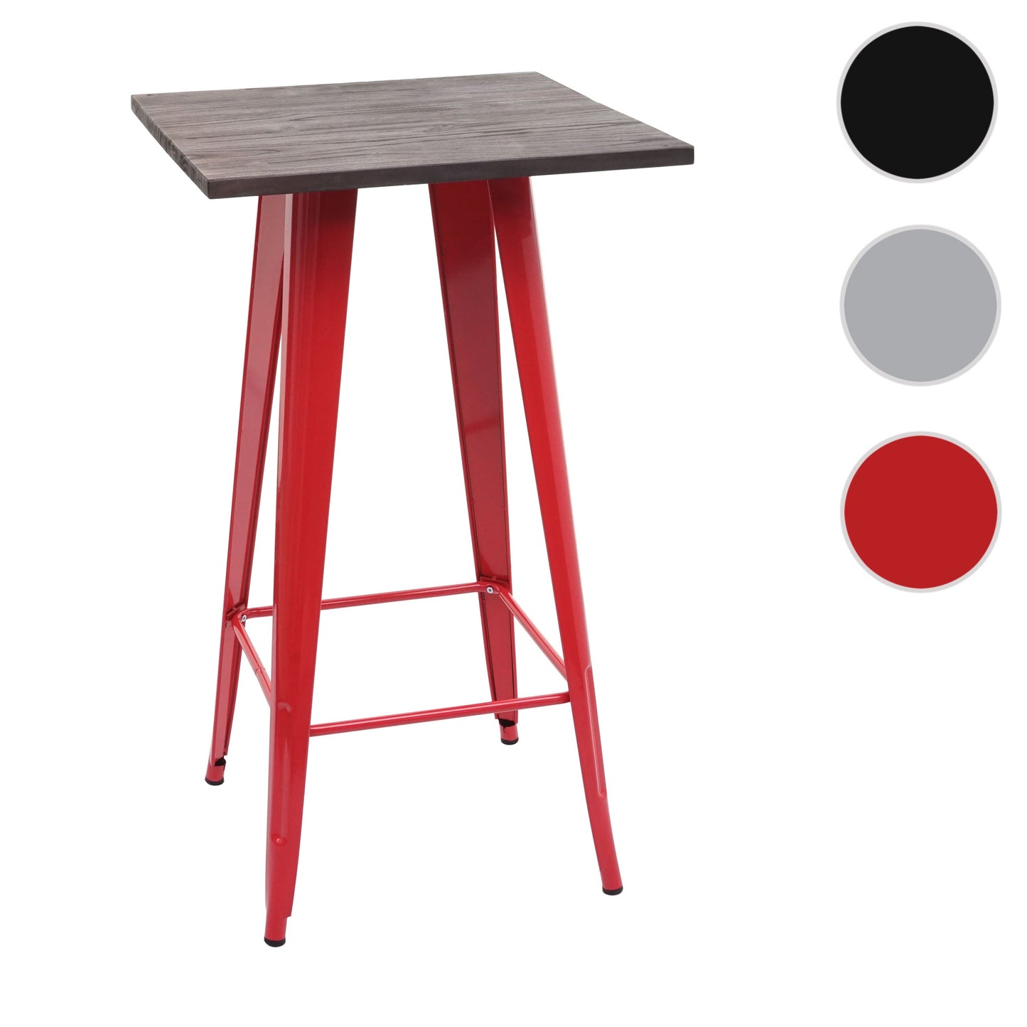 Cosmo Casa - Hoge tafel - Bistro - Metaal & Hout - Rood - 107×60×60 cm