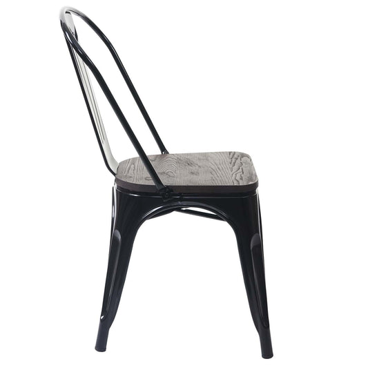 Cosmo Casa - Set van 2 Bistrostoelen - Stapelbaar - Metaal & Hout - Zwart