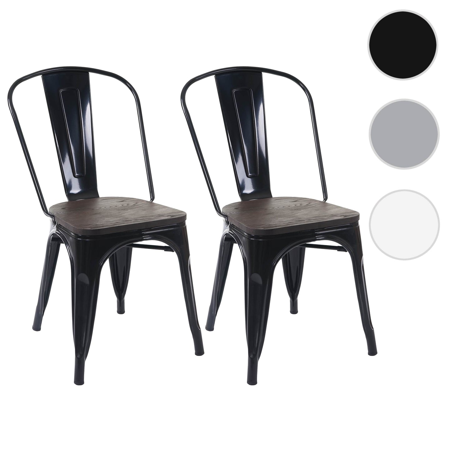 Cosmo Casa - Set van 2 Bistrostoelen - Stapelbaar - Metaal & Hout - Zwart