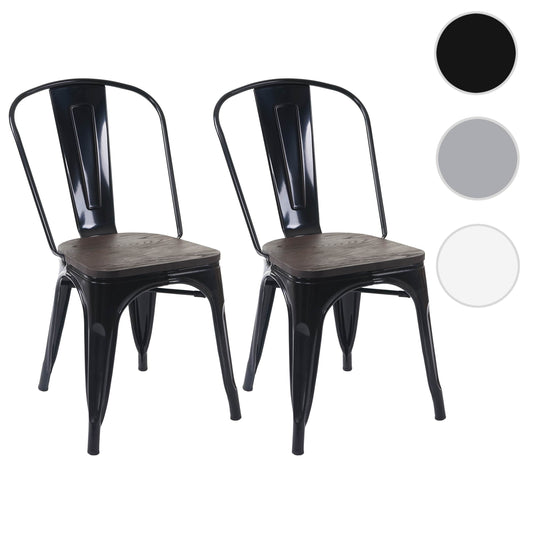 Cosmo Casa - Set van 2 Bistrostoelen - Stapelbaar - Metaal & Hout - Zwart