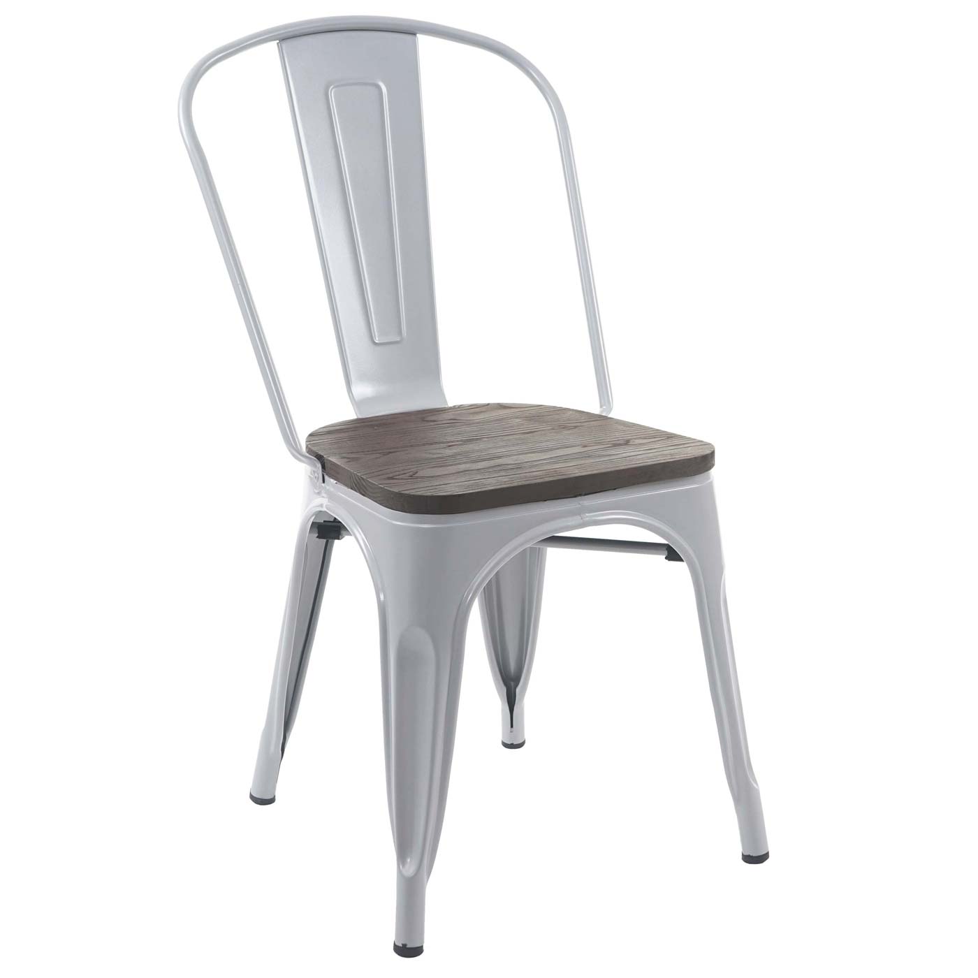 Cosmo Casa - Set van 2 Bistrostoelen - Stapelbaar - Metaal & Hout - Grijs