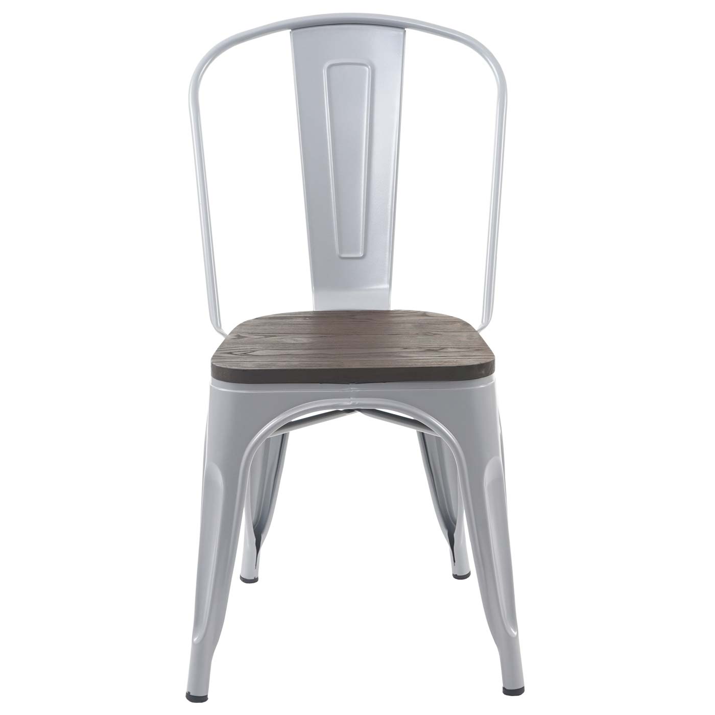 Cosmo Casa - Set van 2 Bistrostoelen - Stapelbaar - Metaal & Hout - Grijs