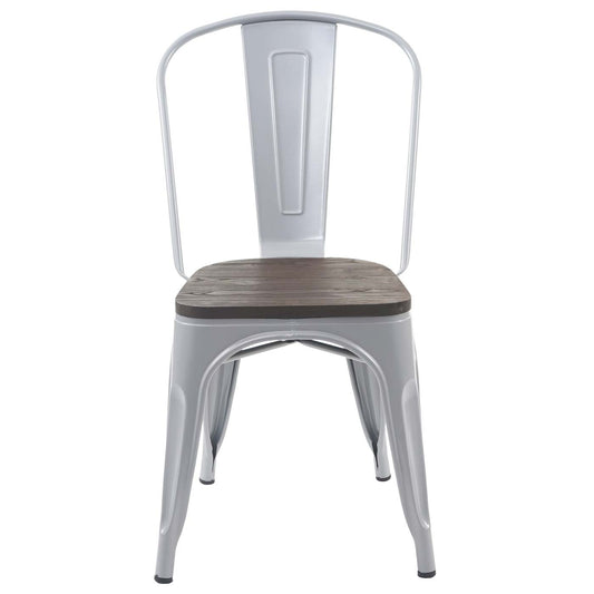 Cosmo Casa - Set van 2 Bistrostoelen - Stapelbaar - Metaal & Hout - Grijs