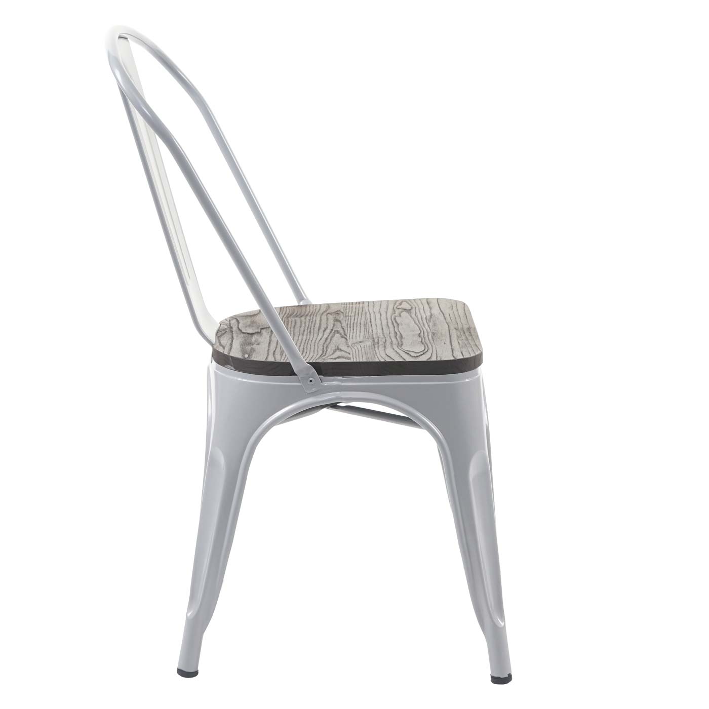 Cosmo Casa - Set van 2 Bistrostoelen - Stapelbaar - Metaal & Hout - Grijs