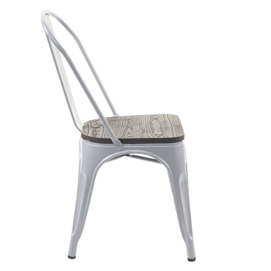 Cosmo Casa - Set van 2 Bistrostoelen - Stapelbaar - Metaal & Hout - Grijs