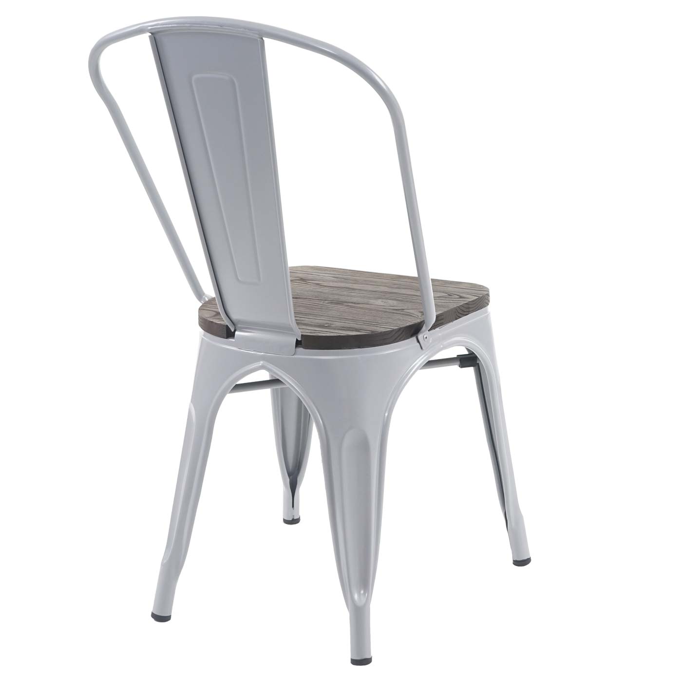 Cosmo Casa - Set van 2 Bistrostoelen - Stapelbaar - Metaal & Hout - Grijs