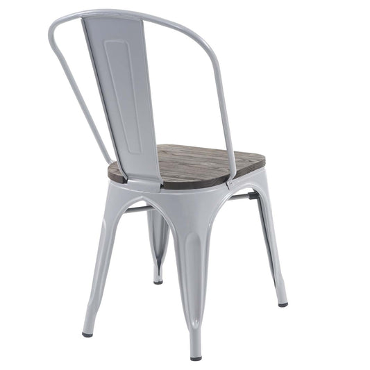 Cosmo Casa - Set van 2 Bistrostoelen - Stapelbaar - Metaal & Hout - Grijs