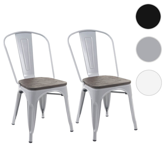 Cosmo Casa - Set van 2 Bistrostoelen - Stapelbaar - Metaal & Hout - Grijs