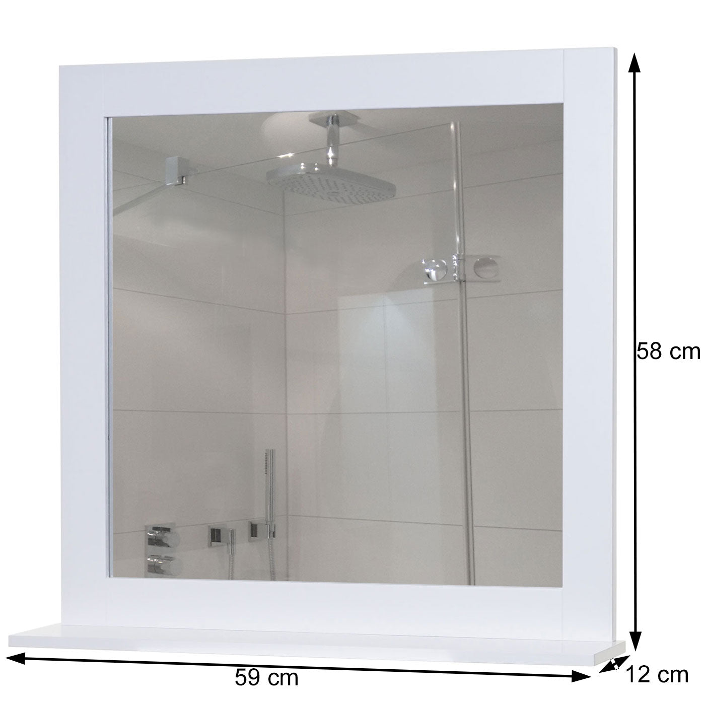 Cosmo Casa - Wandspiegel - Met opbergruimte - Hout - Wit - 58×59×12 cm
