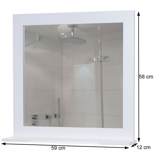 Cosmo Casa - Wandspiegel - Met opbergruimte - Hout - Wit - 58×59×12 cm