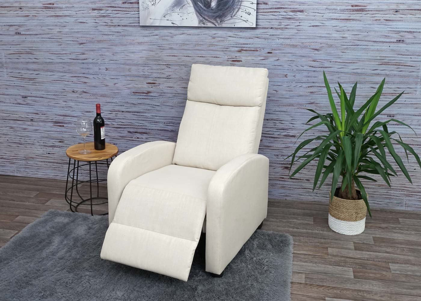 Cosmo Casa - TV-fauteuil - Verstelbaar - Textiel - Crème