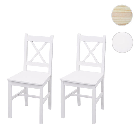 Cosmo Casa - Set van 2 Eetkamerstoelen - Landhuis - Massief hout - Wit
