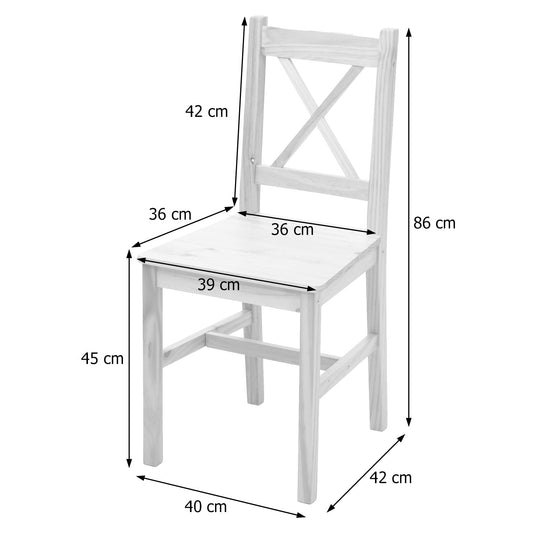 Cosmo Casa - Set van 2 Eetkamerstoelen - Landhuis - Massief hout - Grenen geglazuurd