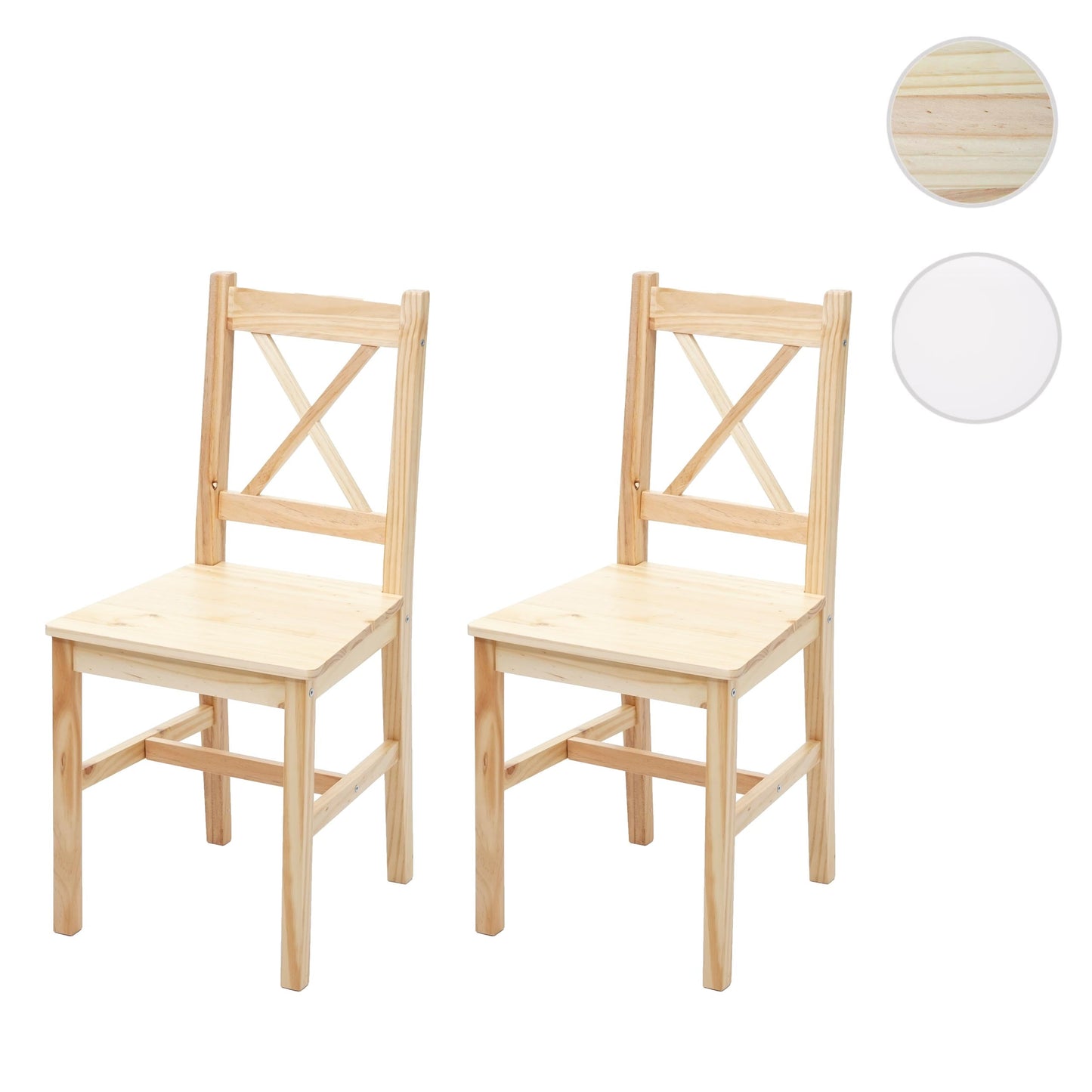 Cosmo Casa - Set van 2 Eetkamerstoelen - Landhuis - Massief hout - Grenen geglazuurd