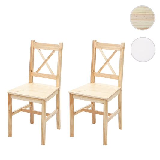 Cosmo Casa - Set van 2 Eetkamerstoelen - Landhuis - Massief hout - Grenen geglazuurd