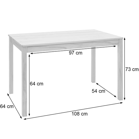Cosmo Casa - Eetkamerset - Landhuis - Massief hout - Witgrijs - 110 cm