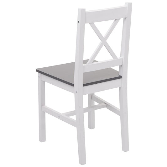 Cosmo Casa - Eetkamerset - Landhuis - Massief hout - Witgrijs - 110 cm