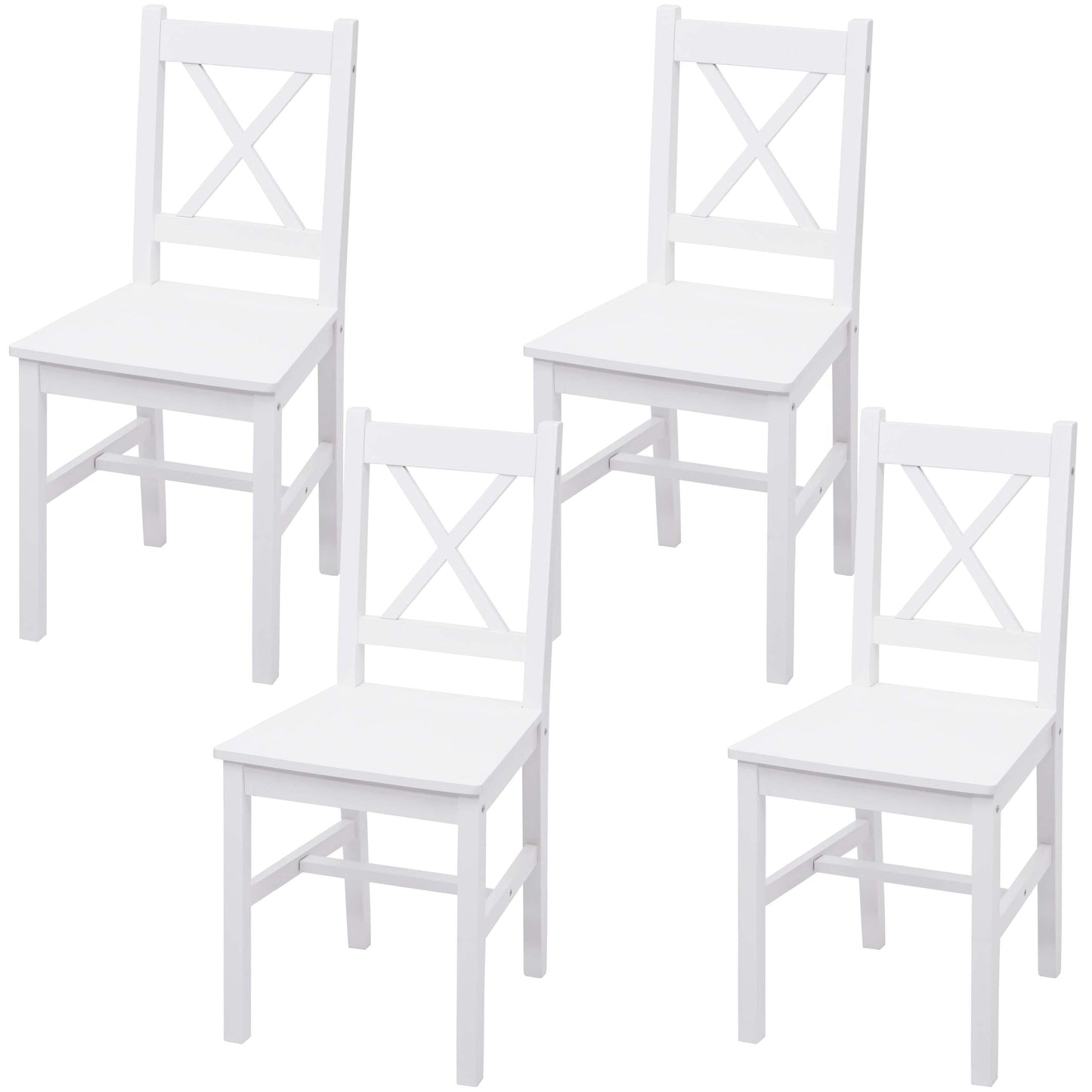 Cosmo Casa - Set van 4 Eetkamerstoelen - Landhuis - Massief hout - Wit