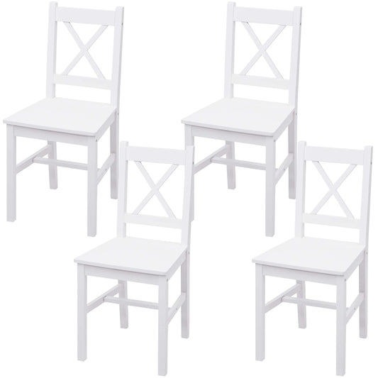 Cosmo Casa - Set van 4 Eetkamerstoelen - Landhuis - Massief hout - Wit