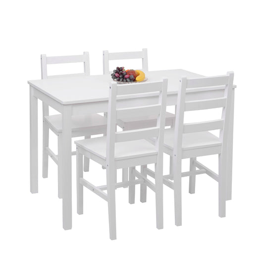 Cosmo Casa - Set van 4 Eetkamerstoelen - Landhuis - Massief hout - Wit
