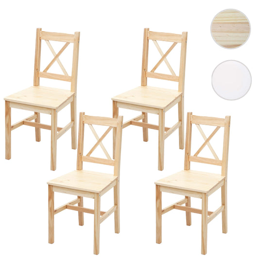 Cosmo Casa - Set van 4 Eetkamerstoelen - Landhuis - Massief hout - Grenen geglazuurd