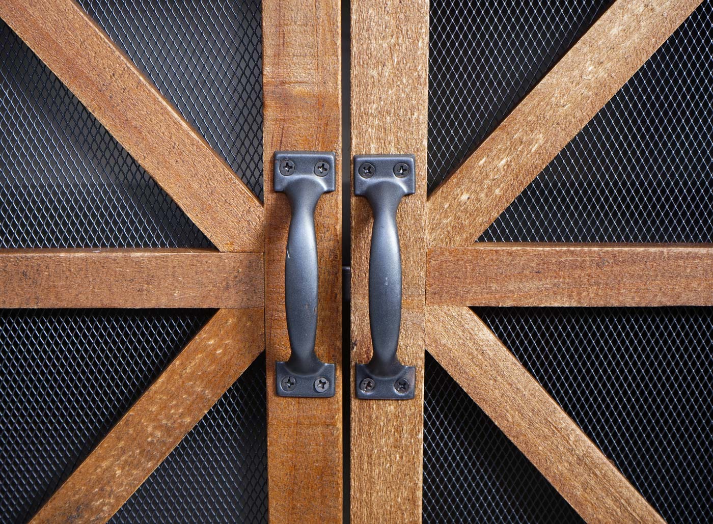 Cosmo Casa - Hoge kast - Apothekers - Hout & Metaal - Bruin-Zwart - 128×60×33 cm