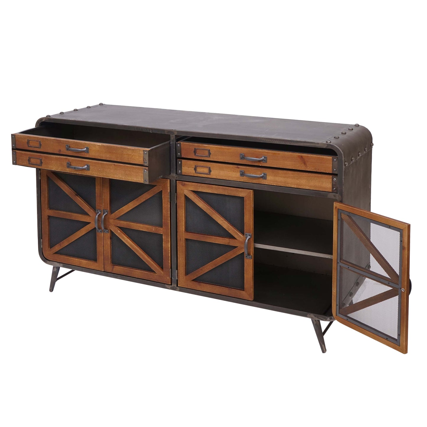 Cosmo Casa - Sideboard - Industrieel - Hout & Metaal - Bruin-Zwart - 80×126×38 cm