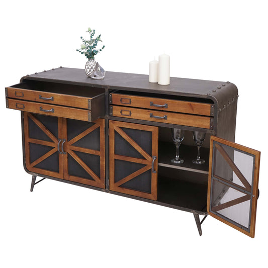 Cosmo Casa - Sideboard - Industrieel - Hout & Metaal - Bruin-Zwart - 80×126×38 cm