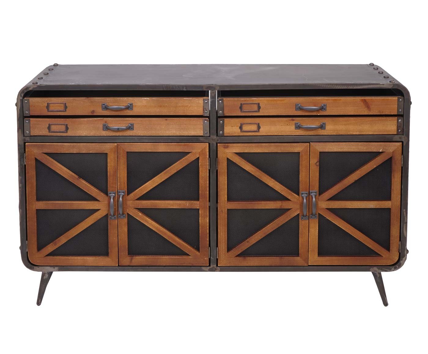 Cosmo Casa - Sideboard - Industrieel - Hout & Metaal - Bruin-Zwart - 80×126×38 cm