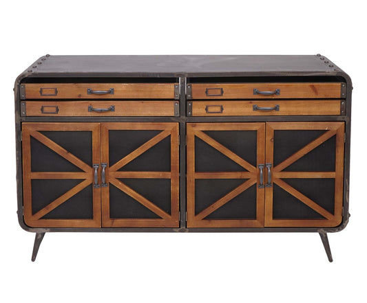 Cosmo Casa - Sideboard - Industrieel - Hout & Metaal - Bruin-Zwart - 80×126×38 cm