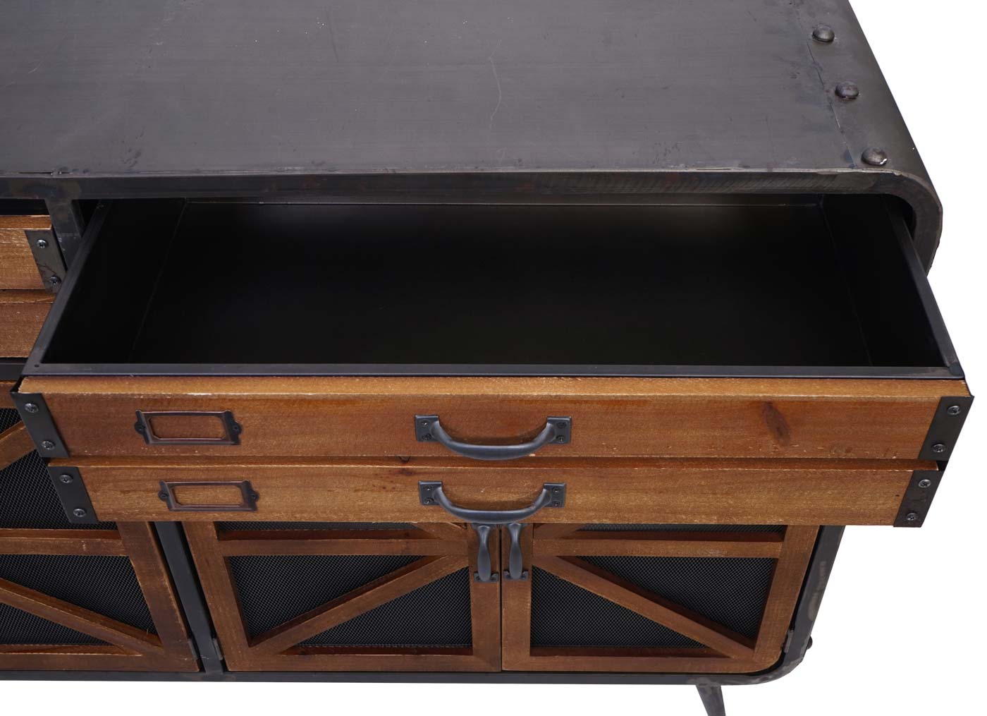 Cosmo Casa - Sideboard - Industrieel - Hout & Metaal - Bruin-Zwart - 80×126×38 cm