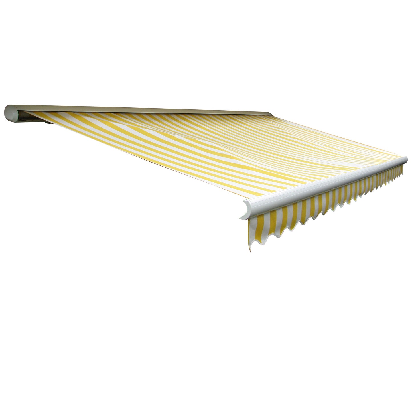 Cosmo Casa - Elektrisch cassettescherm - Volledige cassettevolant - Polyester - Geel/wit - 4,5 x 3 m