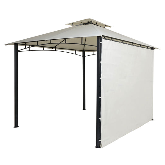 Cosmo Casa - Pergola - Verplaatsbare zijwand - Staal - Crèmebeige - 2,5×2,5 m