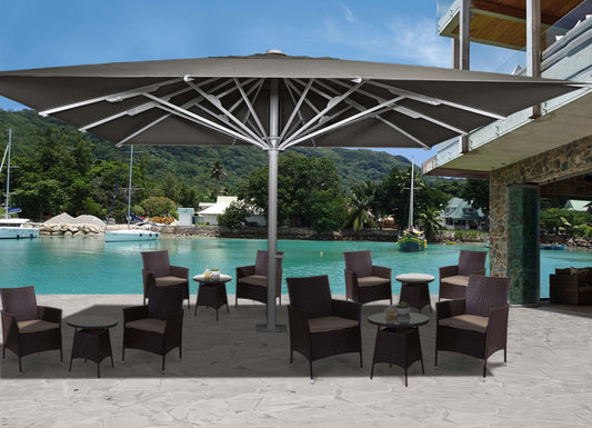 Cosmo Casa - Restaurantparasol - XXL - Polyester & Aluminium - Antraciet - 5×5 m (Ø 7,2 m) - 75 kg