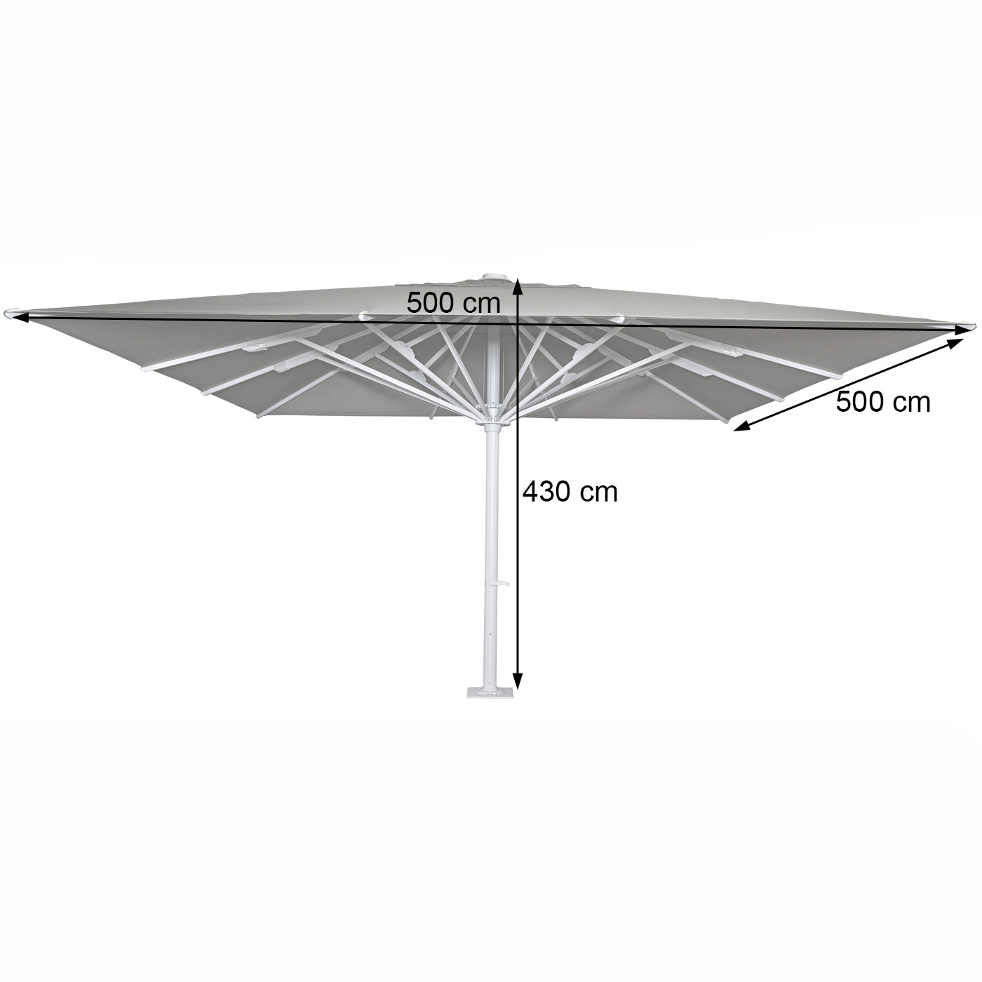 Cosmo Casa - Restaurantparasol - XXL - Polyester & Aluminium - Antraciet - 5×5 m (Ø 7,2 m) - 75 kg