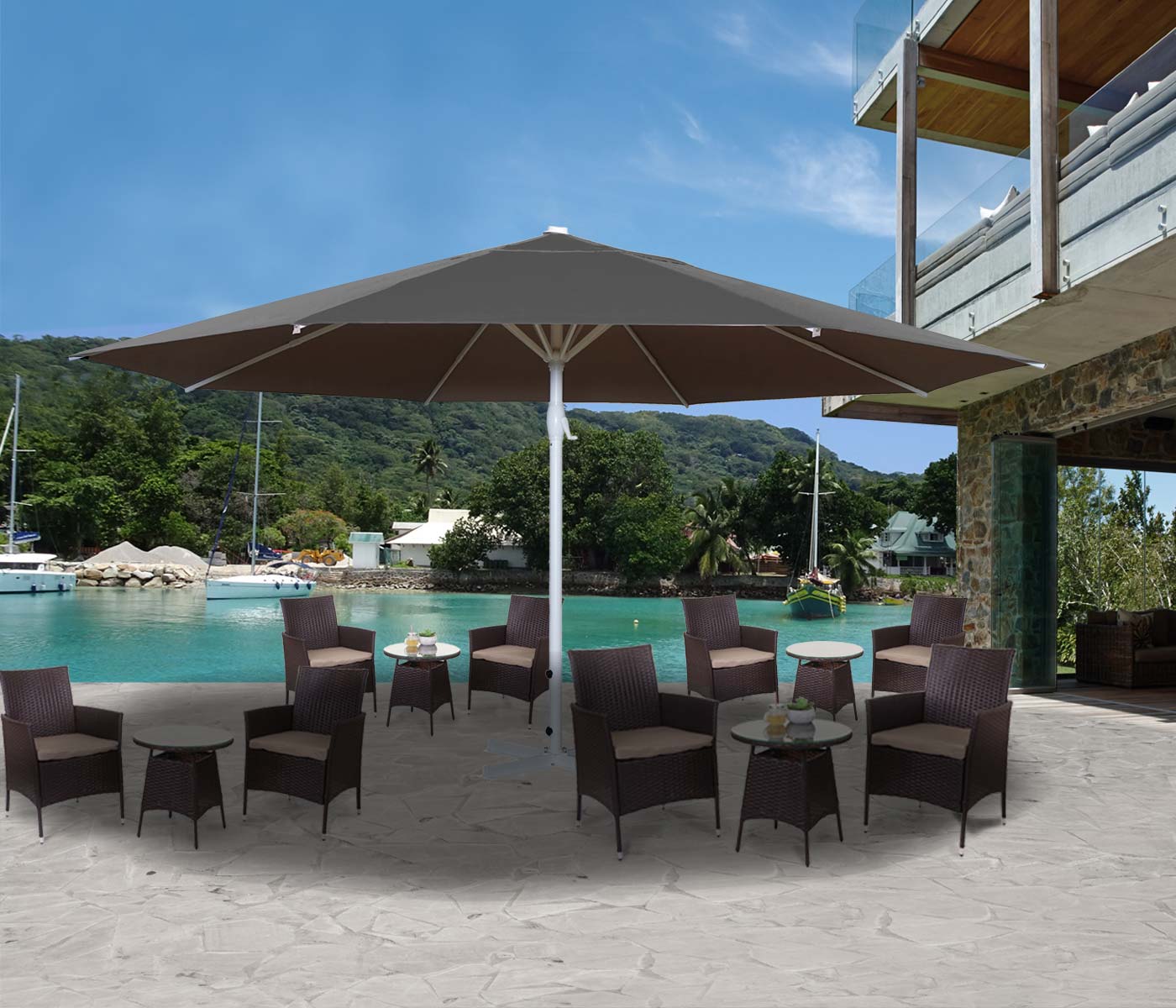 Cosmo Casa - Parasol - Zonder voet - Polyester & Aluminium - Antraciet - 5 m