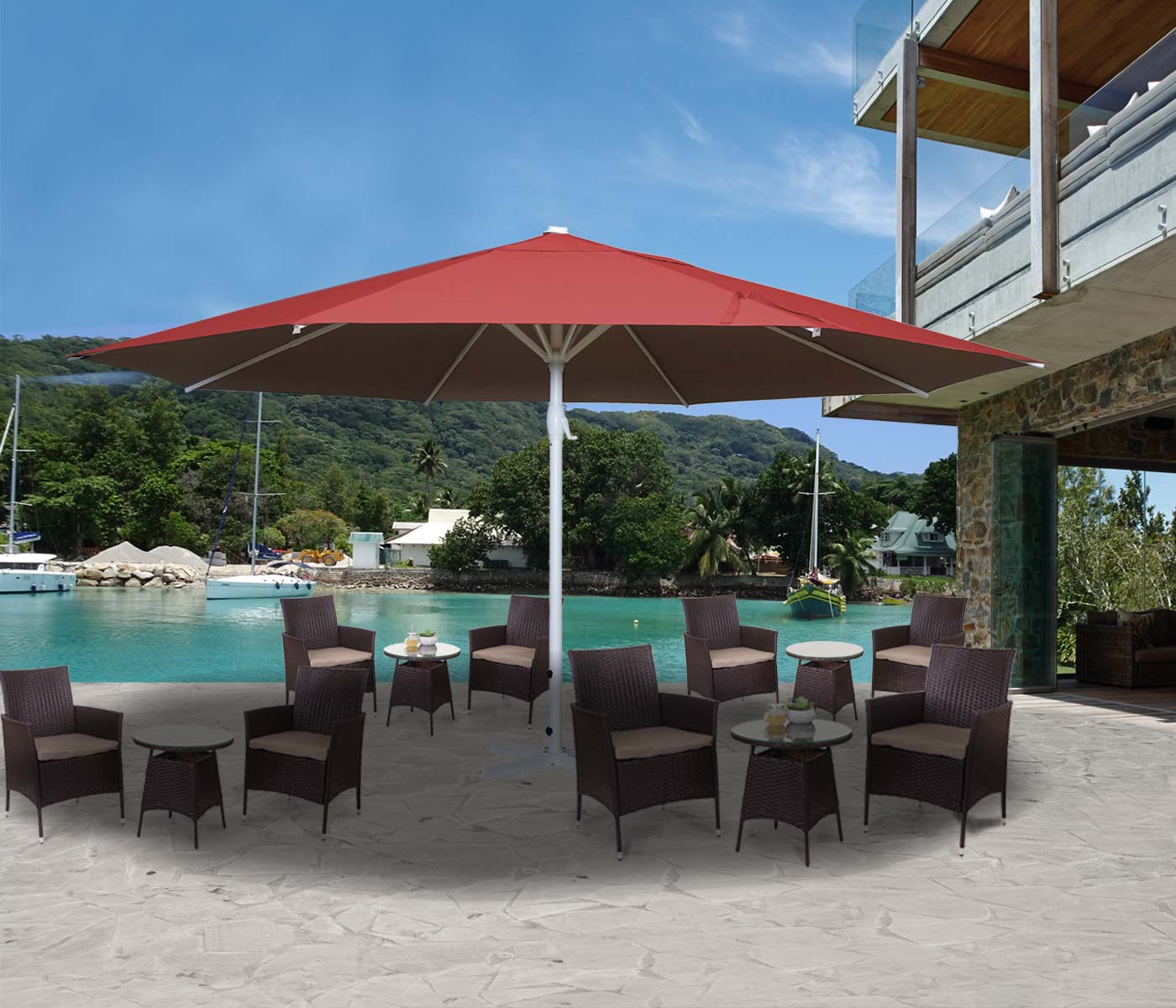 Cosmo Casa - Parasol - Zonder voet - Polyester & Aluminium - Rood - 5 m