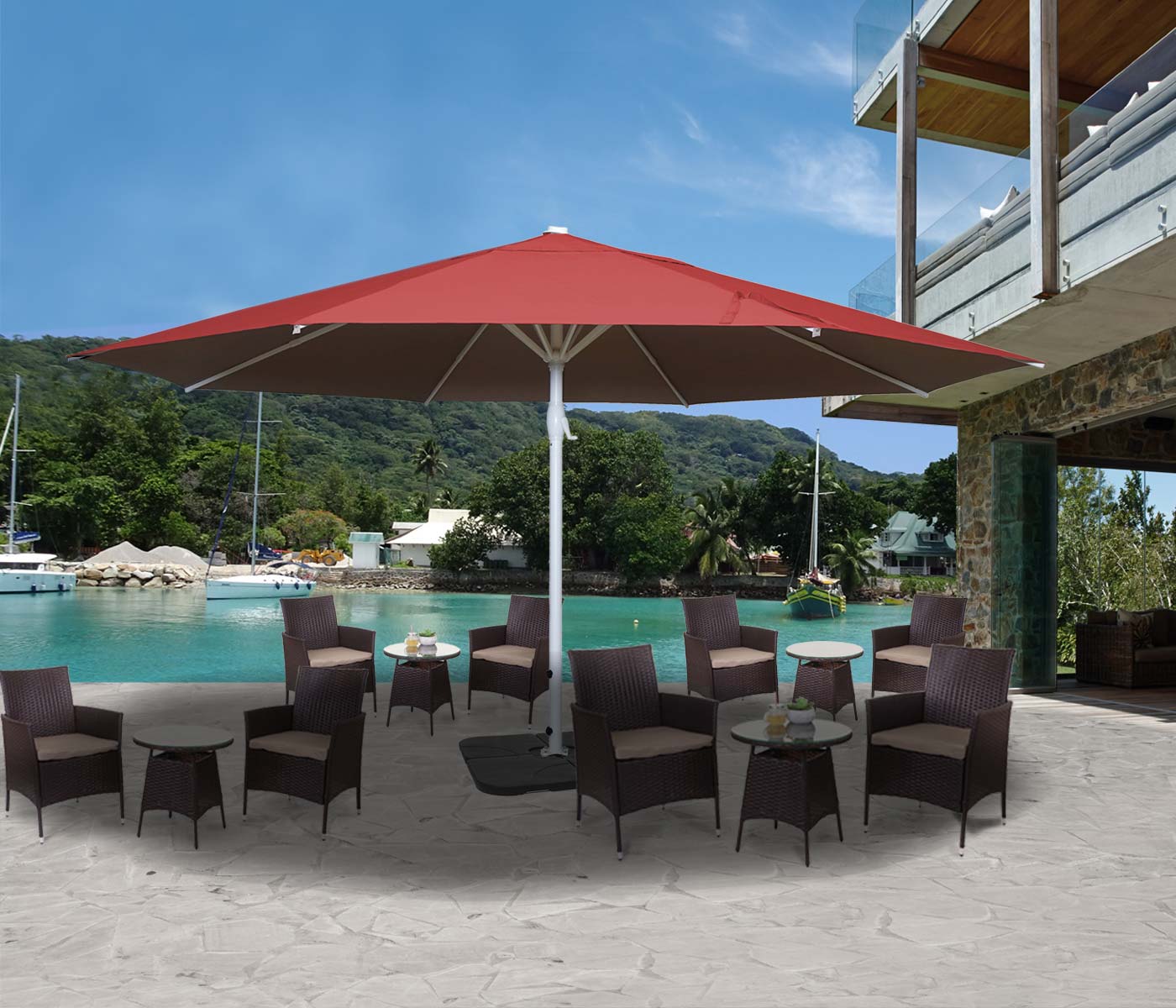 Cosmo Casa - Parasol - Zonder voet - Polyester & Aluminium - Rood - 5 m