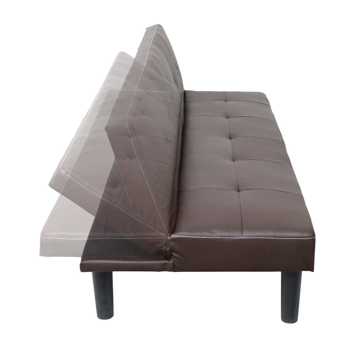 Cosmo Casa - 3-zitsbank - Slaapbank - Kunstleer - Bruin - 195 cm