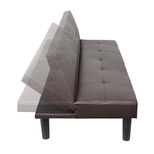 Cosmo Casa - 3-zitsbank - Slaapbank - Kunstleer - Bruin - 195 cm