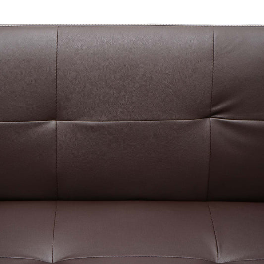 Cosmo Casa - 3-zitsbank - Slaapbank - Kunstleer - Bruin - 195 cm